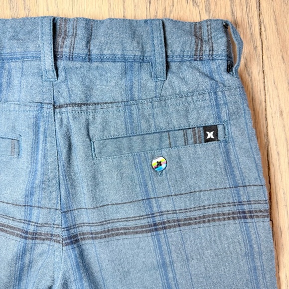 Hurley Boys Blue Plaid Flat Front Shorts Lightweight Casual Wear Size 8 / 26 - Picture 5 of 11